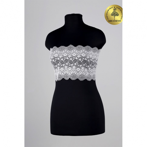 Кружево-стрейч KRUZHEVO арт.TBY 8013 шир.220мм цв.01 белый уп.10м