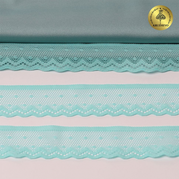 Кружево-стрейч KRUZHEVO арт.TBY.8028 шир.25мм цв.F201 мятный уп.50м