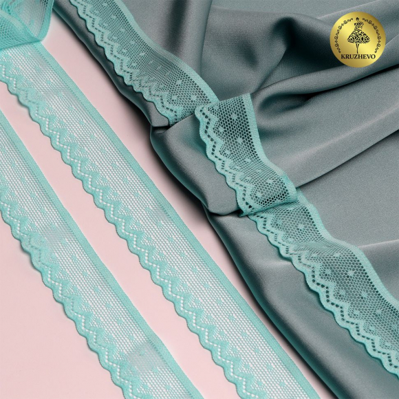 Кружево-стрейч KRUZHEVO арт.TBY.8028 шир.25мм цв.F201 мятный уп.50м