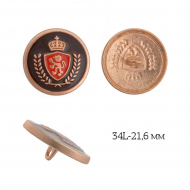 Пуговицы металл TBY.1909.2 цв. золото/коричневый/красный 34L-21,6мм, на ножке, 50шт