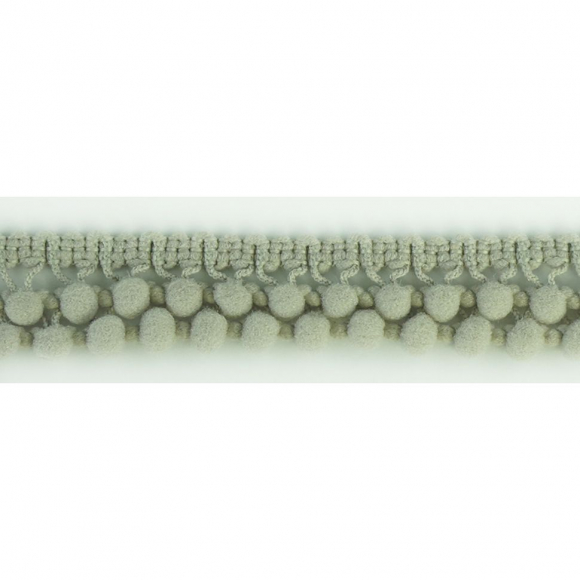 Тесьма с помпонами двурядная, цвет серый