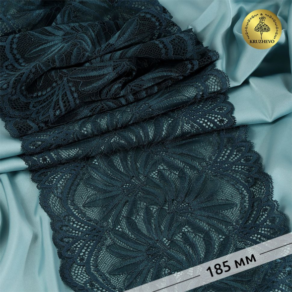 Кружево-стрейч KRUZHEVO арт.TBY.40039 шир.185мм цв.2063 атлантическая глубина уп.25м