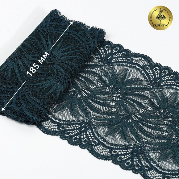 Кружево-стрейч KRUZHEVO арт.TBY.40039 шир.185мм цв.2063 атлантическая глубина уп.25м