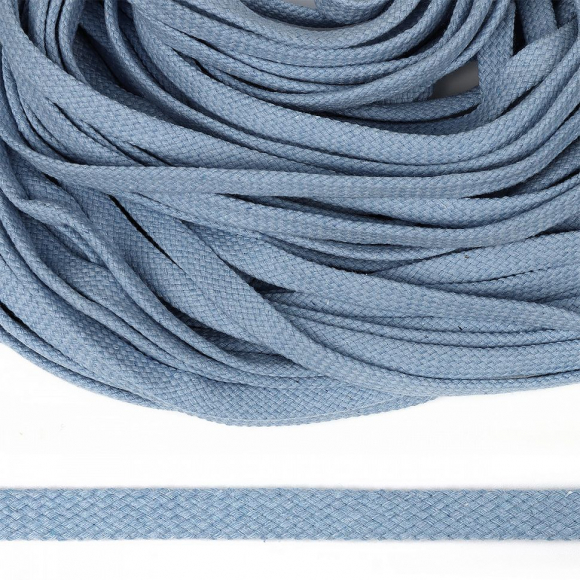 Шнур плоский х/б 12мм турецкое плетение TW цв.020 голубой уп.50м