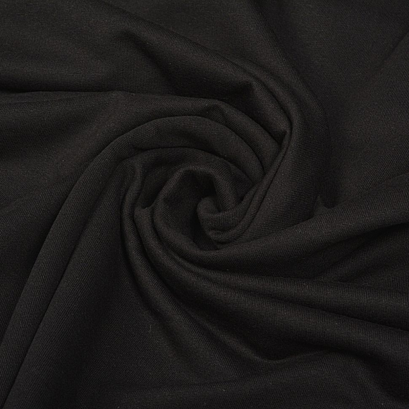 Ткань трикотаж Футер 2х нитка начес с лайкрой 190г опененд 100+100см черный уп.6м Ткань трикотаж Футер 2х нитка начес с лайкрой 190г опененд 100+100см черный уп.6м