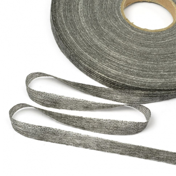 Лента Idealtex нитепрошивная клеевая по долевой 10мм цв.сер арт.4710G рул.100м