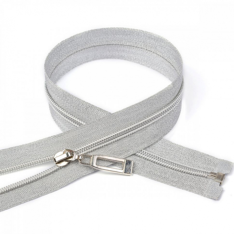 Молния MaxZipper спираль №5 декор. 65см тесьма св.серебро уп.50шт