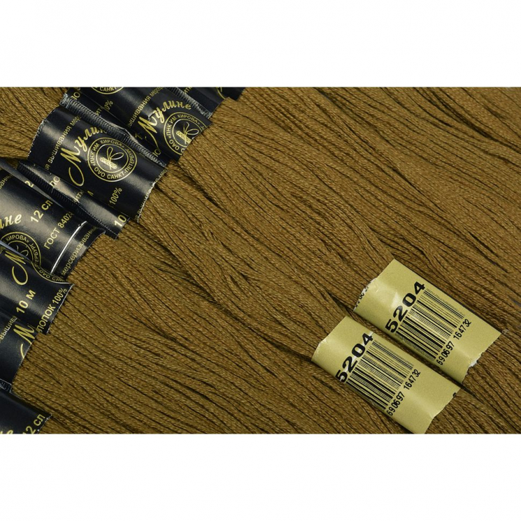 Нитки мулине цв.5204 хаки 12х10м С-Пб