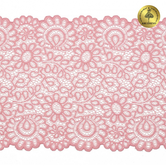 Кружево-стрейч KRUZHEVO арт.TBY.YSTL00839 шир.205мм цв.F134 нежно-розовый уп.25м