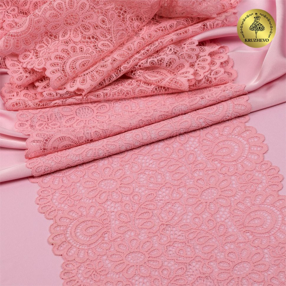 Кружево-стрейч KRUZHEVO арт.TBY.YSTL00839 шир.205мм цв.F134 нежно-розовый уп.25м