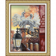 Набор для вышивания бисером ПАУТИНКА арт.Б-1453 Голубки 28х38 см Набор для вышивания бисером ПАУТИНКА арт.Б-1453 Голубки 28х38 см