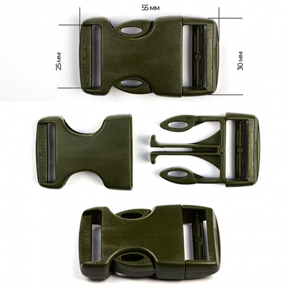 Фастекс 25мм FE25А цв.темный хаки нагрузка 60 кг уп.20 шт