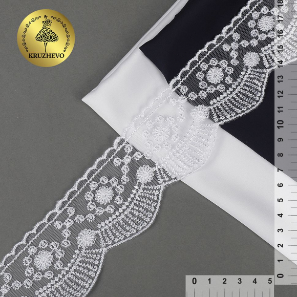 Кружево на жесткой сетке Exclusive арт.TBY J2052W-2 шир.55мм цв.01 белый уп.13,71м Кружево на жесткой сетке Exclusive арт.TBY J2052W-2 шир.55мм цв.01 белый уп.13,71м