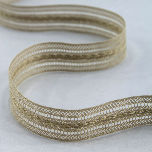Мерсеризованное хлопковое кружево, 26 мм, цвет бежевый