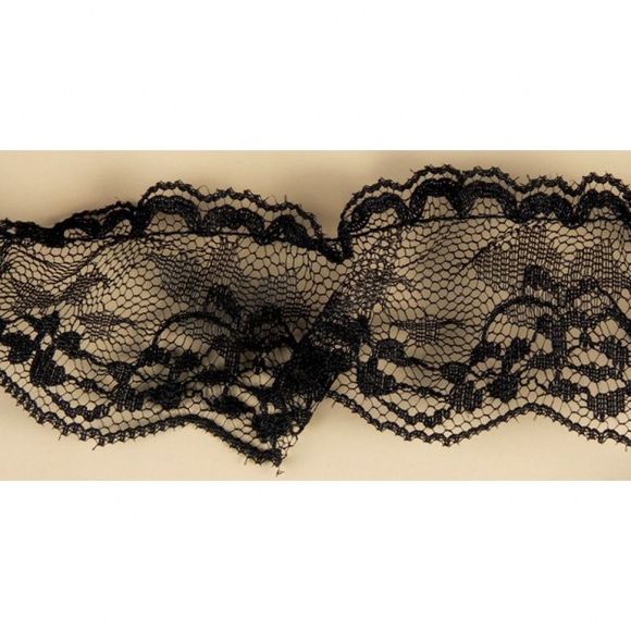 Тесьма рюш арт.ТВД-340035 трикотаж шир.40мм цв.черный уп.13,71м