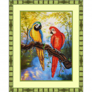 Набор для вышивания бисером ПАУТИНКА арт.Б-1400 Попугаи 28х36 см Набор для вышивания бисером ПАУТИНКА арт.Б-1400 Попугаи 28х36 см