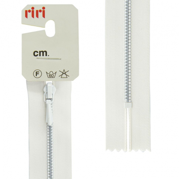 30090_Молния металл крашеная неразъёмная, слайдер Tropf, 3 мм,20 см, цвет 2111,бело-бежевый светлый