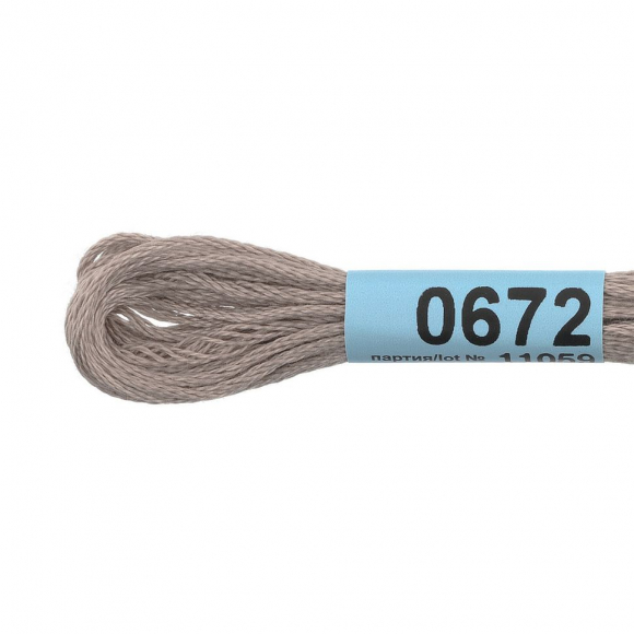 Нитки для вышивания Gamma мулине (0207-0819) 100% хлопок 24 x 8 м цв.0672 розово-серый