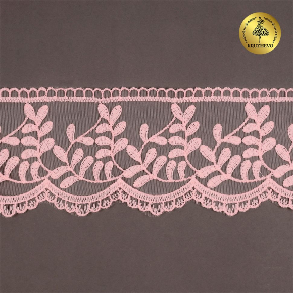 Кружево на сетке KRUZHEVO арт.TBY.40474 шир.85мм цв.R1815 розовый уп.13,7м