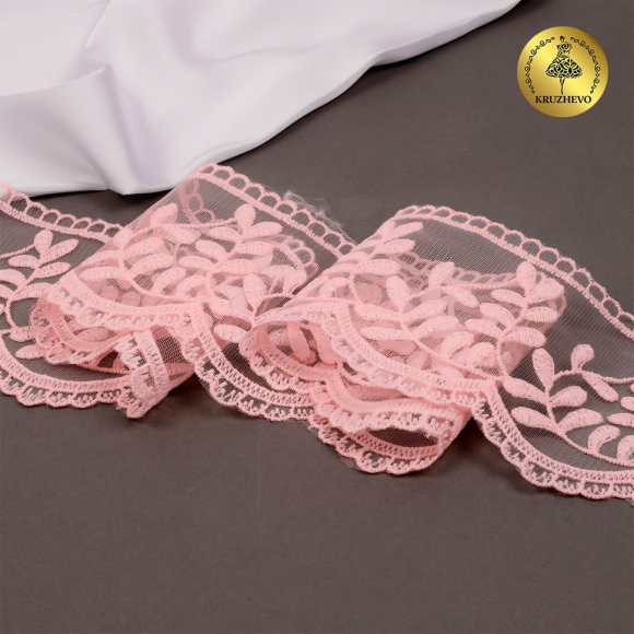 Кружево на сетке KRUZHEVO арт.TBY.40474 шир.85мм цв.R1815 розовый уп.13,7м