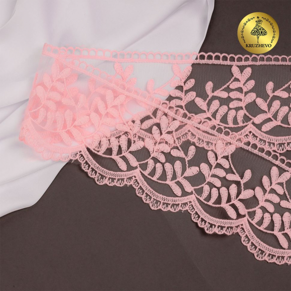 Кружево на сетке KRUZHEVO арт.TBY.40474 шир.85мм цв.R1815 розовый уп.13,7м