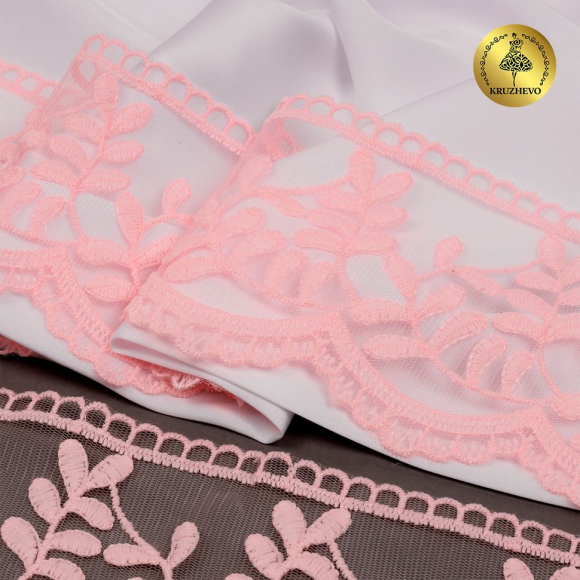 Кружево на сетке KRUZHEVO арт.TBY.40474 шир.85мм цв.R1815 розовый уп.13,7м