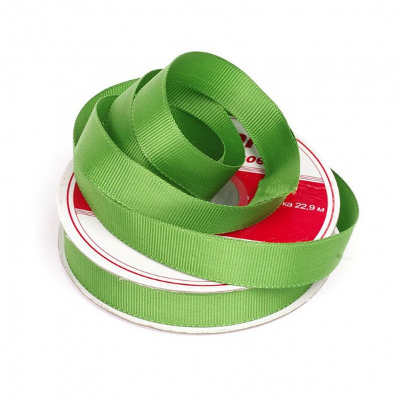 Лента Ideal репсовая в рубчик шир.15мм цв. 579 ярк.зеленый уп.27,42м