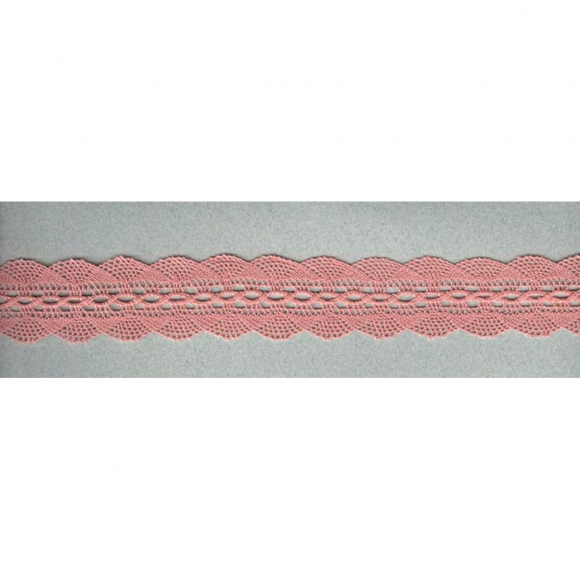 Мерсеризованное хлопковое кружево, 35 мм, цвет серо-розовый Мерсеризованное хлопковое кружево, 35 мм, цвет серо-розовый