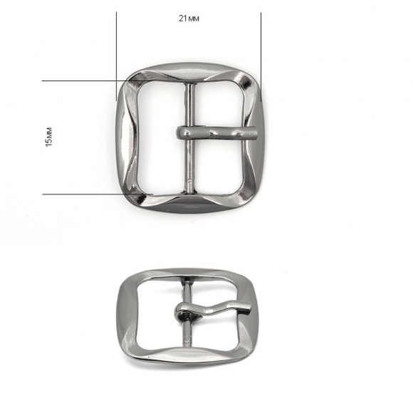 Пряжка металлическая TBY.1668 21х21мм, внутр. размер 15мм цв. т.никель уп. 20шт