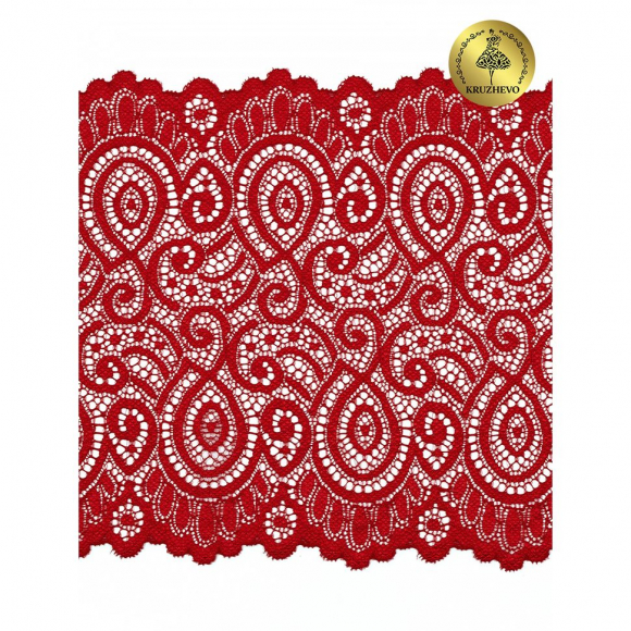 Кружево-стрейч KRUZHEVO арт.TBY.L1351 шир.180мм цв.100 красный уп.25м
