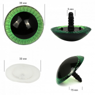 Глаза живые 35мм с фиксатором арт.НК.11342 цв.зеленый  уп.20шт