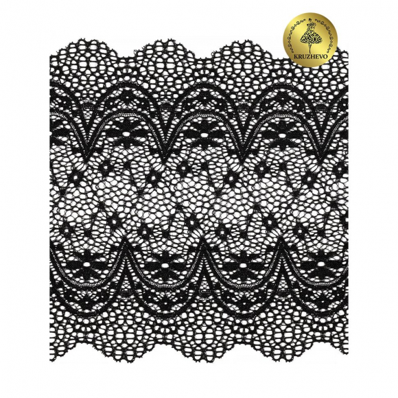 Кружево-стрейч KRUZHEVO арт.TBY 8013 шир.220мм цв.02 черный уп.10м