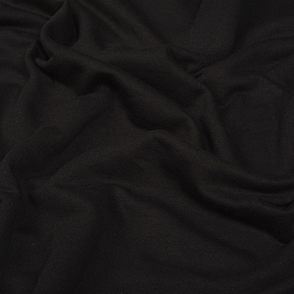 Ткань трикотаж Футер 2х нитка начес хлопок 190г опененд 100+100см черный пач.20-25кг