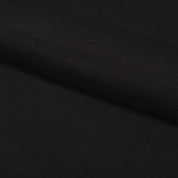 Ткань трикотаж Футер 2х нитка начес хлопок 190г опененд 100+100см черный пач.20-25кг