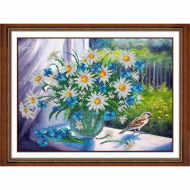 Набор для вышивания бисером ПАУТИНКА арт.Б-1268 Ромашки и васильки 38х28 см