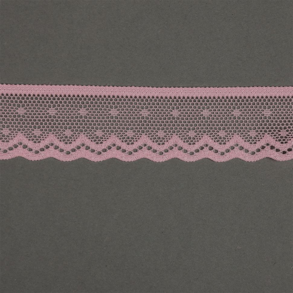Кружево-стрейч KRUZHEVO арт.TBY.8028 шир.25мм цв.F134 розовый уп.50м