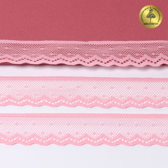 Кружево-стрейч KRUZHEVO арт.TBY.8028 шир.25мм цв.F134 розовый уп.50м