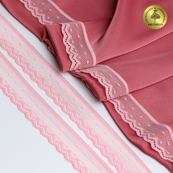 Кружево-стрейч KRUZHEVO арт.TBY.8028 шир.25мм цв.F134 розовый уп.50м