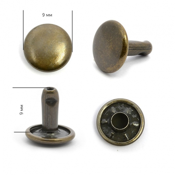 Хольнитены двухсторонние сталь New Star №33,5 9х9 (9,8мм) цв. антик уп. 500шт