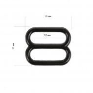 Пряжка регулятор для бюстгальтера пластик TBY-82645 10мм цв.черный, уп.100шт