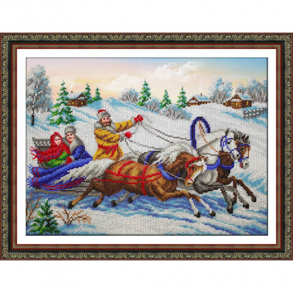 Набор для вышивания бисером ПАУТИНКА арт.Б-1471 Тройка 38х28 см