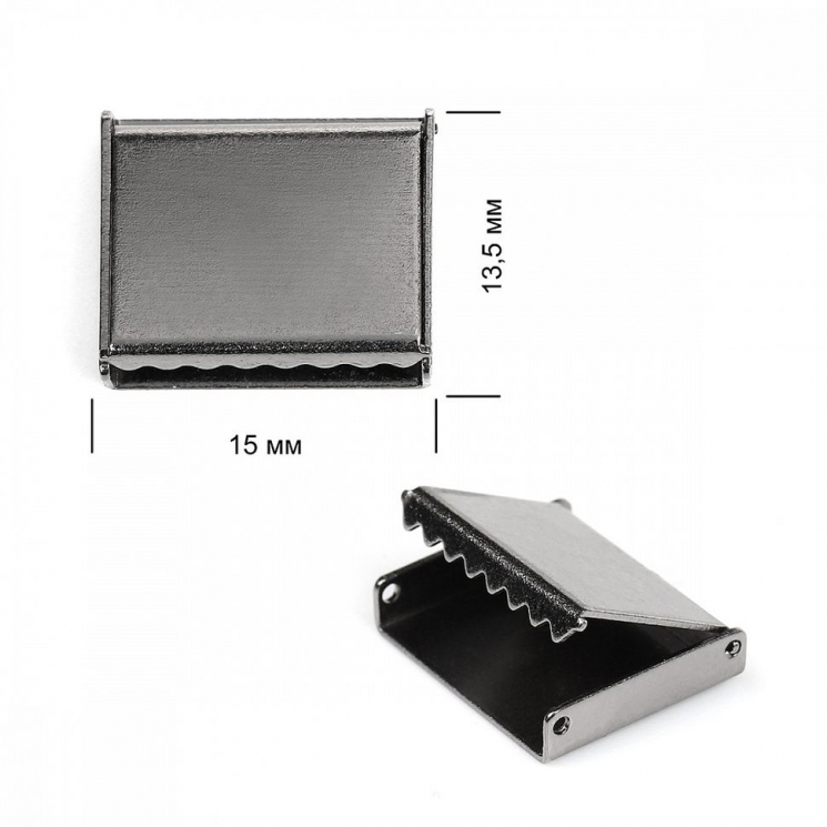 Наконечник-зажим для стропы латунь TBY.1652 15х13,5мм цв.2 черный никель уп.20шт.