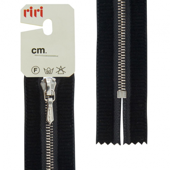 29405_Молния металл, Ni, слайдер Tropf, на бархатной тесьме, 4 мм, неразъемная,18 см, цвет 2110, черный