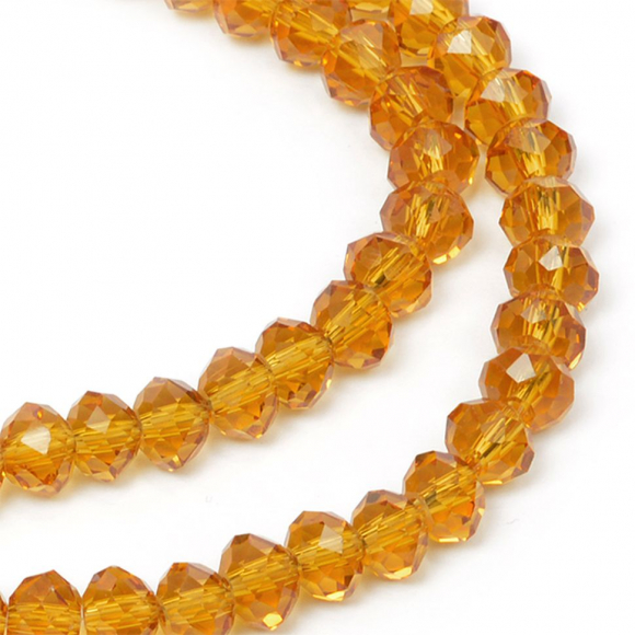 Бусины граненые Ронедль (стекло) на нитях арт.TBY-R-1  6х4,5мм отвер.1,2мм цв.36 желтый (100 бусин)