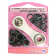 96378_Набор люверсов 10,5 мм с инструментом для установки, цвет черный