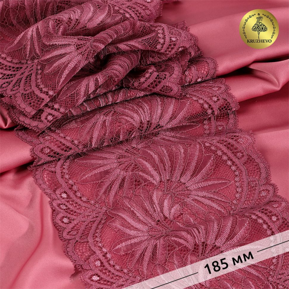 Кружево-стрейч KRUZHEVO арт.TBY.40039 шир.185мм цв.2925 розовый рубин уп.25м