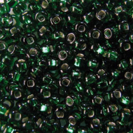 Бисер Preciosa №10, 5 г., цвет №57060 зеленый с серебряным прокрасом прозрачный