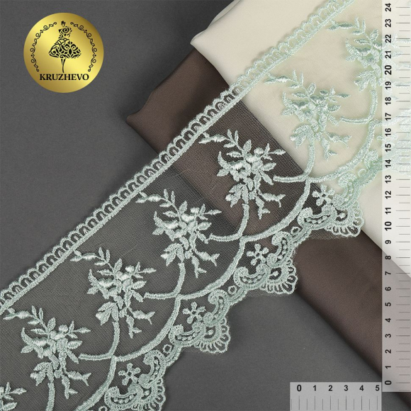 Кружево на жесткой сетке Exclusive арт.TBY 2L476A шир.125мм цв.G5415 мятный уп.13,71м Кружево на жесткой сетке Exclusive арт.TBY 2L476A шир.125мм цв.G5415 мятный уп.13,71м