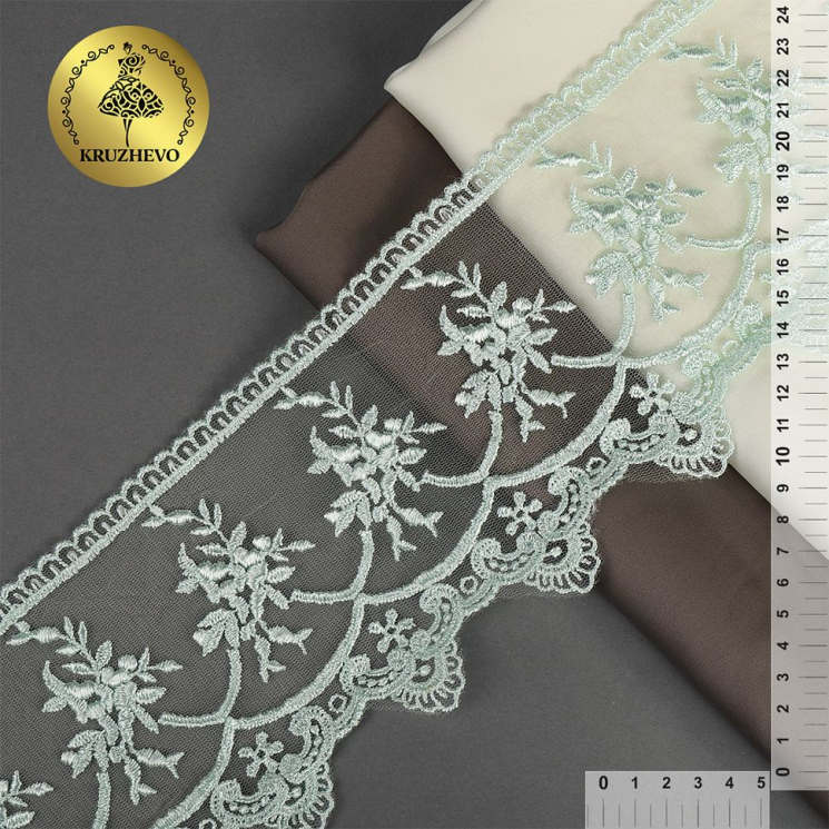 Кружево на жесткой сетке Exclusive арт.TBY 2L476A шир.125мм цв.G5415 мятный уп.13,71м