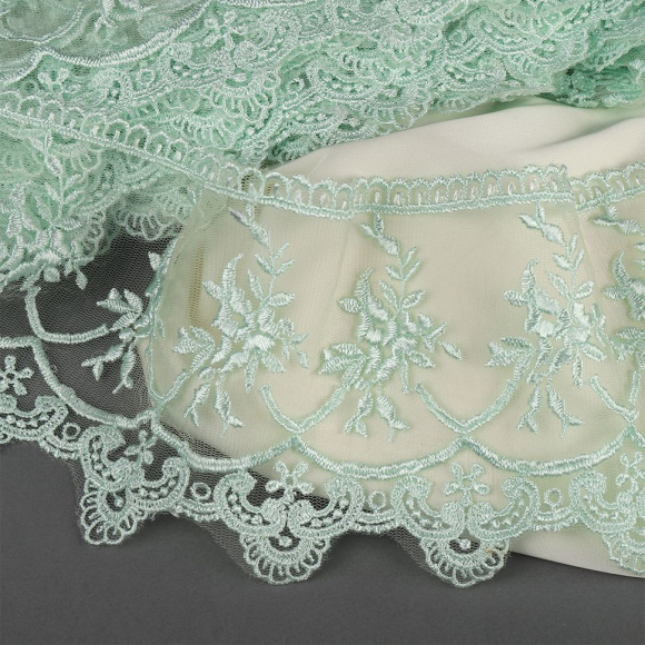 Кружево на жесткой сетке Exclusive арт.TBY 2L476A шир.125мм цв.G5415 мятный уп.13,71м Кружево на жесткой сетке Exclusive арт.TBY 2L476A шир.125мм цв.G5415 мятный уп.13,71м